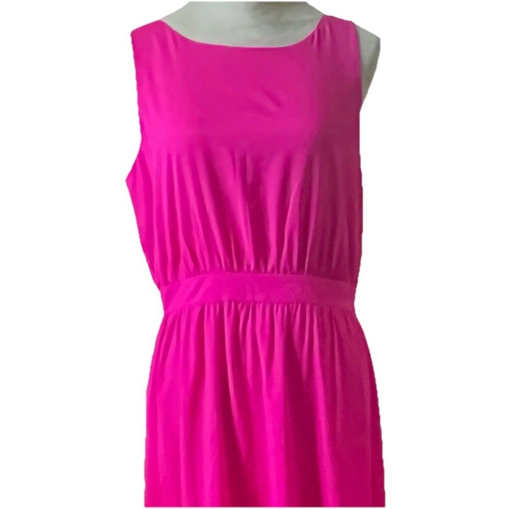 Gianni Bini Lattice Back And Hem Maxi Dress Sleeveless Side Zip Hot Pink Size 10